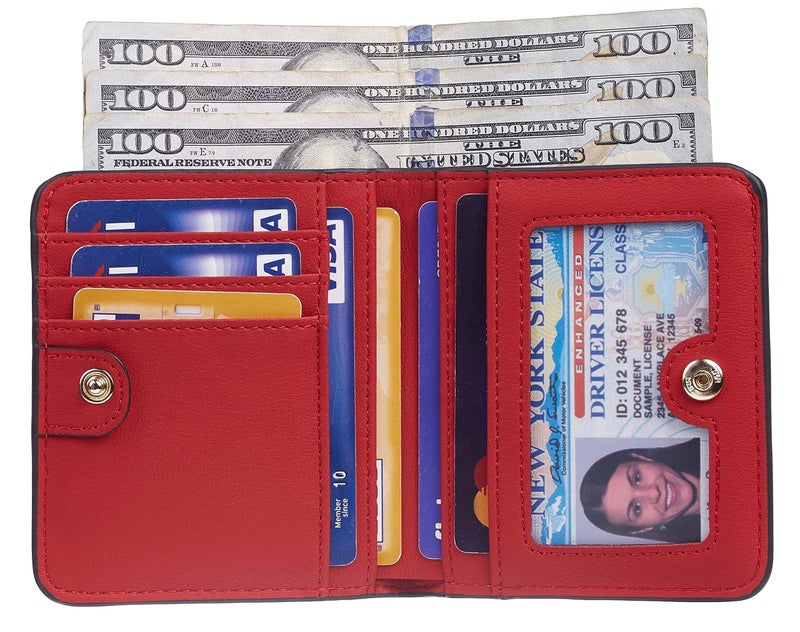 Gostwo Small Wallet for Women, Credit Card Holder Wallet, Slim Rfid Wallet Women, Compact Bifold Luxury Genuine Leather Pocket Passport Wallet Ladies Girls Mini Purse Travel with ID Window, Red - Image 3